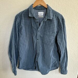 men's Blue Plaid Flannel Button Down shirt